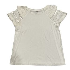 Womens T Shirt Small Crochet Party Festival Vacation Casual Travel White Tee